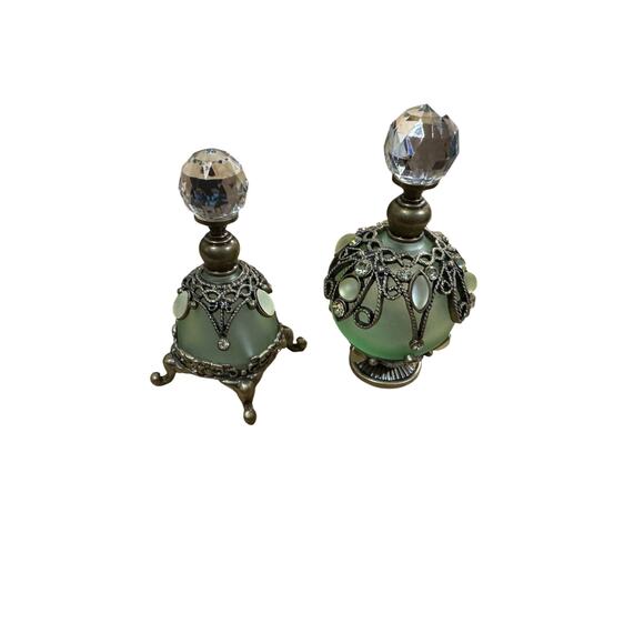 Perfume bottles / Vintage / Dispenser / Refill / Decanter / Green - Picture 2 of 6